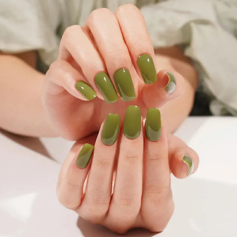 Green Solid Gel Stickers Strips Suppliers — Semi-Cured Gel Nail Wraps