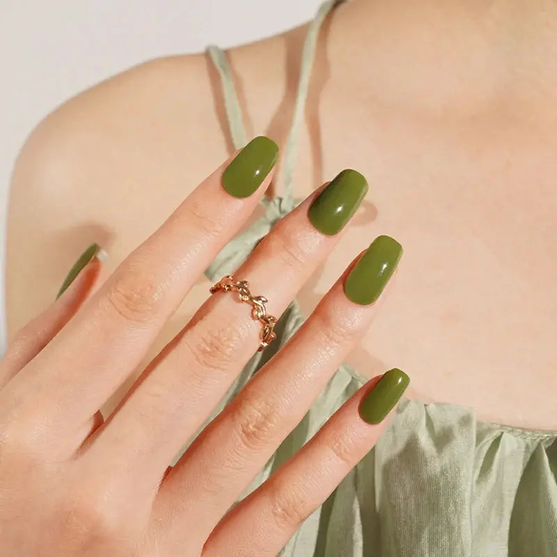 Green Solid Gel Stickers Strips Suppliers — Semi-Cured Gel Nail Wraps