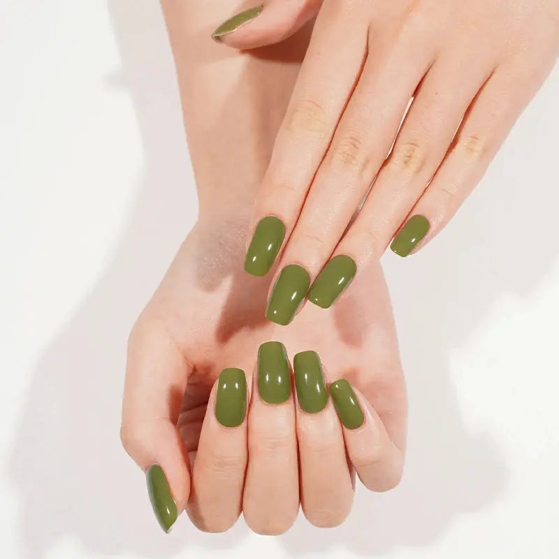 Green Solid Gel Stickers Strips Suppliers — Semi-Cured Gel Nail Wraps