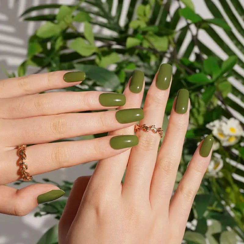 Green Solid Gel Stickers Strips Suppliers — Semi-Cured Gel Nail Wraps