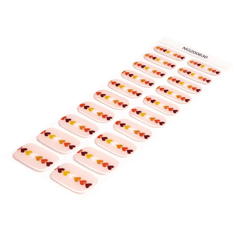 Autumn Hearts Gel Stickers Seasonal Art Wraps For Salon & Brand Customization — Semi-Cured Gel Nail Wraps