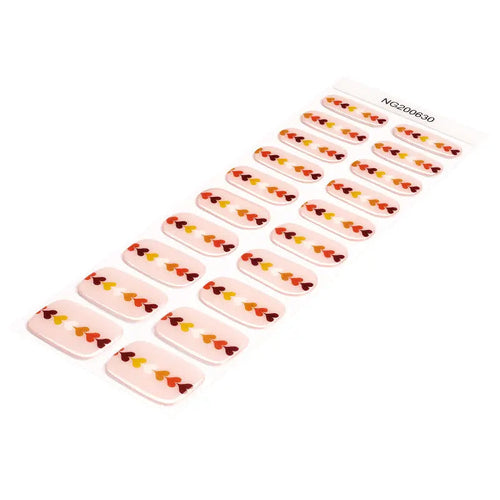 Autumn Hearts Gel Stickers Seasonal Art Wraps For Salon & Brand Customization — Semi-Cured Gel Nail Wraps