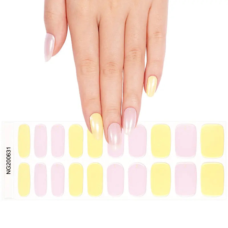 Purple And Yellow Mirror Chrome Gel Stickers — Semi-Cured Gel Nail Wraps