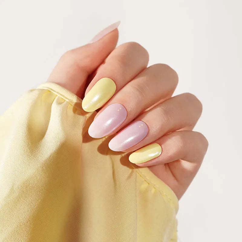 Purple And Yellow Mirror Chrome Gel Stickers — Semi-Cured Gel Nail Wraps