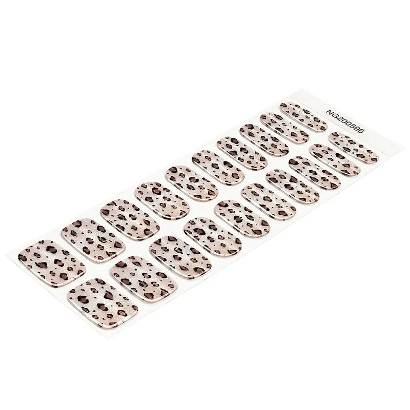 Leopard Print Gel Stickers Glitter — Semi-Cured Gel Nail Wraps