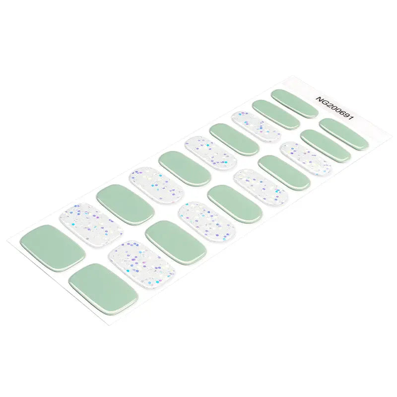Mint Green Glitter — Semi-Cured Gel Nail Wraps