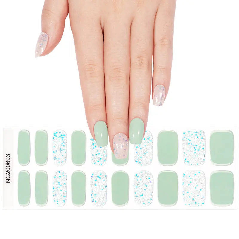 Mint Green Glitter — Semi-Cured Gel Nail Wraps