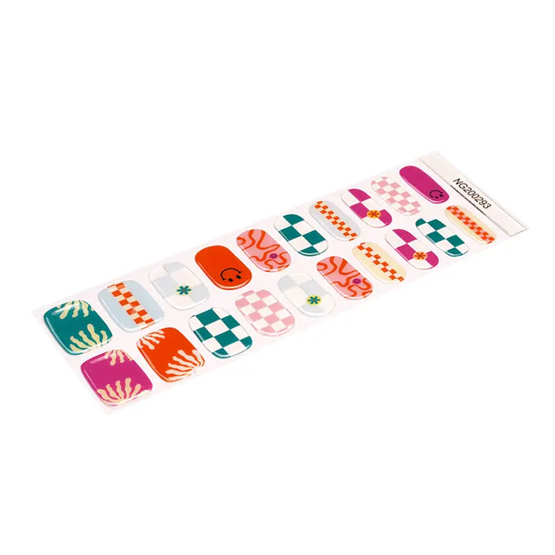 Mosaics And Smiley Faces Gel Geometric Smiley Face Art — Semi-Cured Gel Nail Wraps
