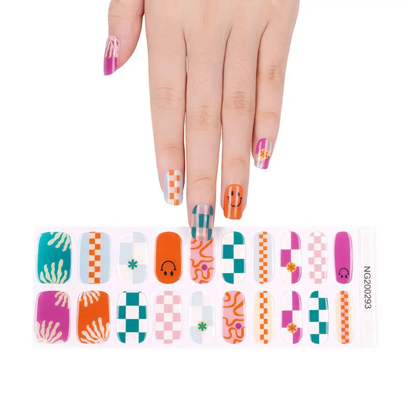 Mosaics And Smiley Faces Gel Geometric Smiley Face Art — Semi-Cured Gel Nail Wraps