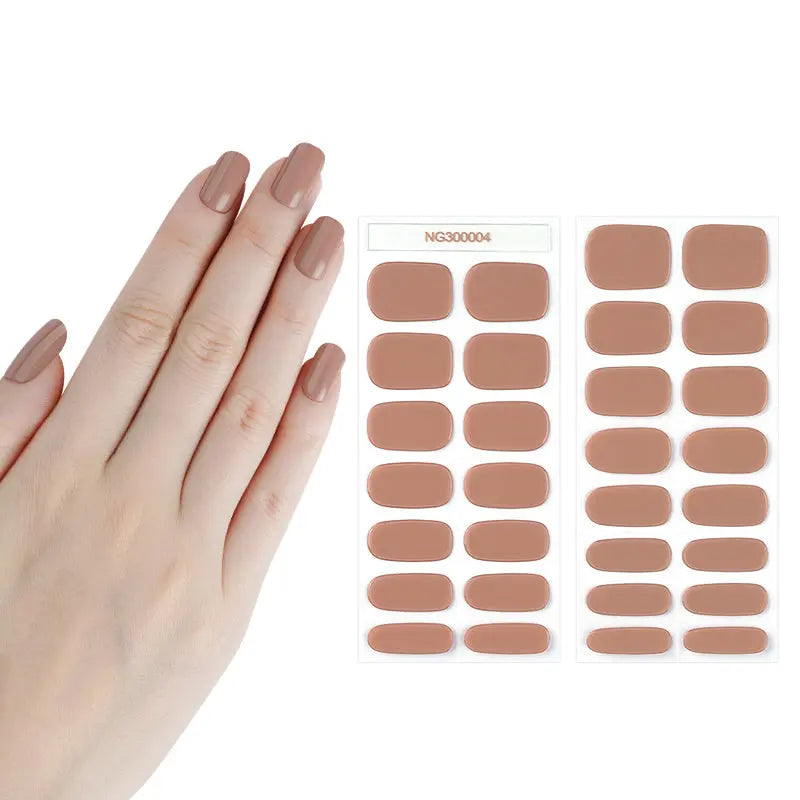 Glossy Brown Nail Wraps _ Nail Sticker Manufacturer — Semi-Cured Gel Nail Wraps