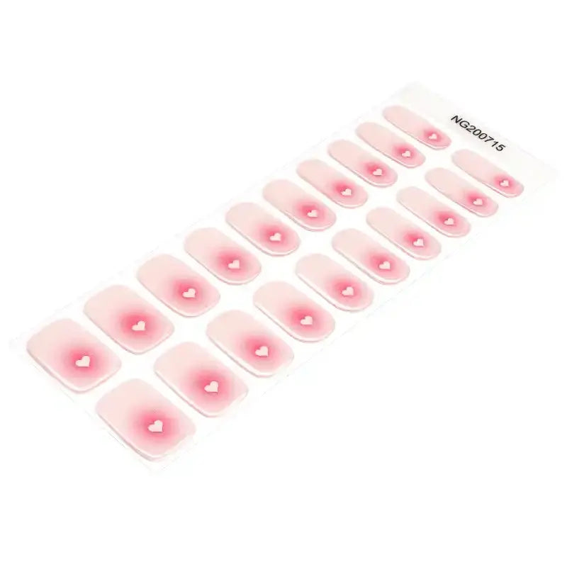 Pink Shading Whilt Hearts — Semi-Cured Gel Nail Wraps