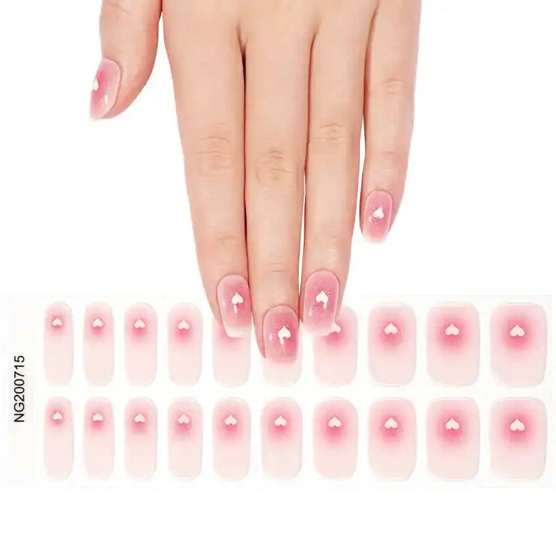 Pink Shading Whilt Hearts — Semi-Cured Gel Nail Wraps