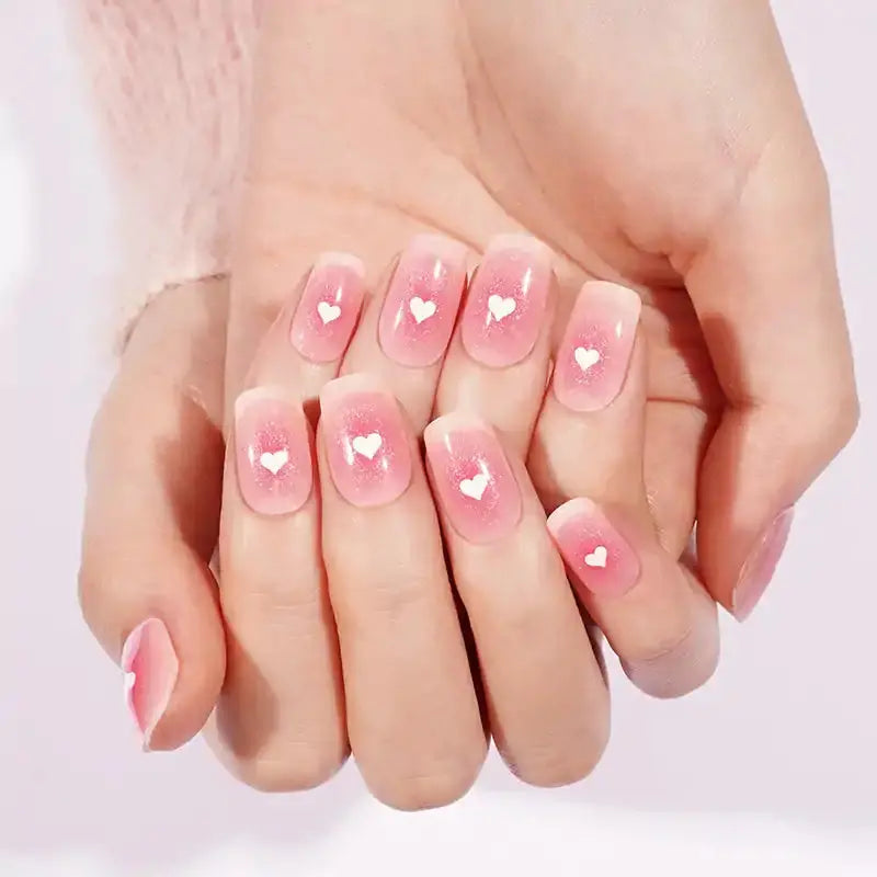 Pink Shading Whilt Hearts — Semi-Cured Gel Nail Wraps