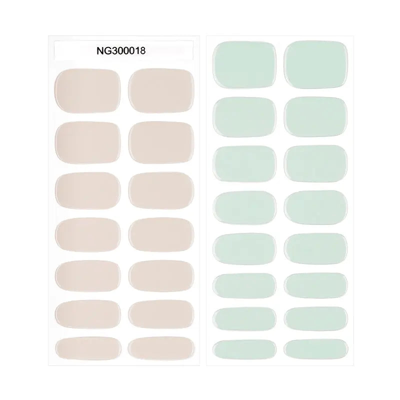Trips Green Cutom Gel Stickers Beige — Semi-Cured Gel Nail Wraps