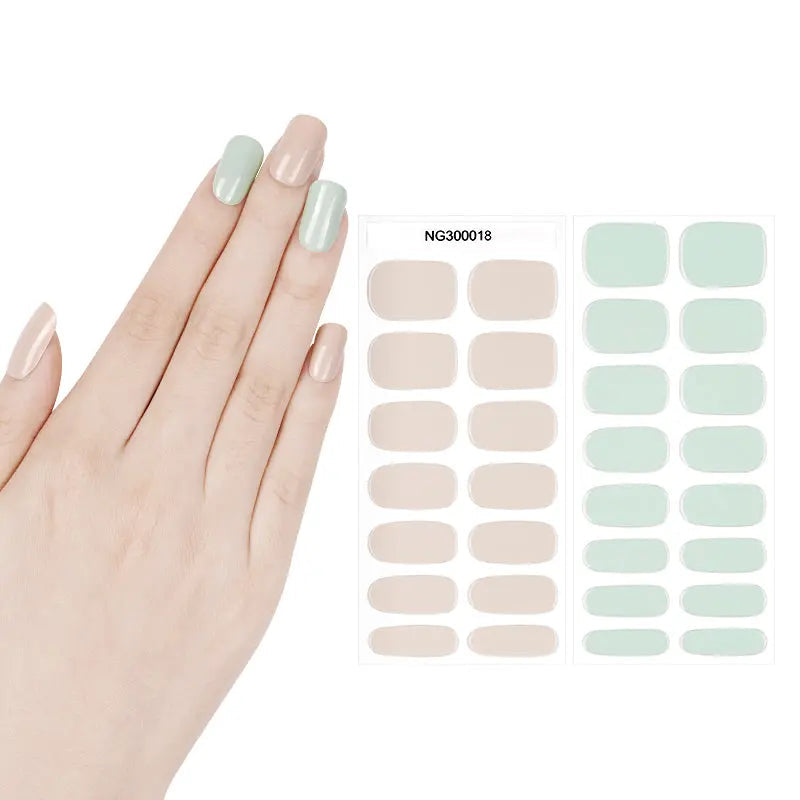 Trips Green Cutom Gel Stickers Beige — Semi-Cured Gel Nail Wraps