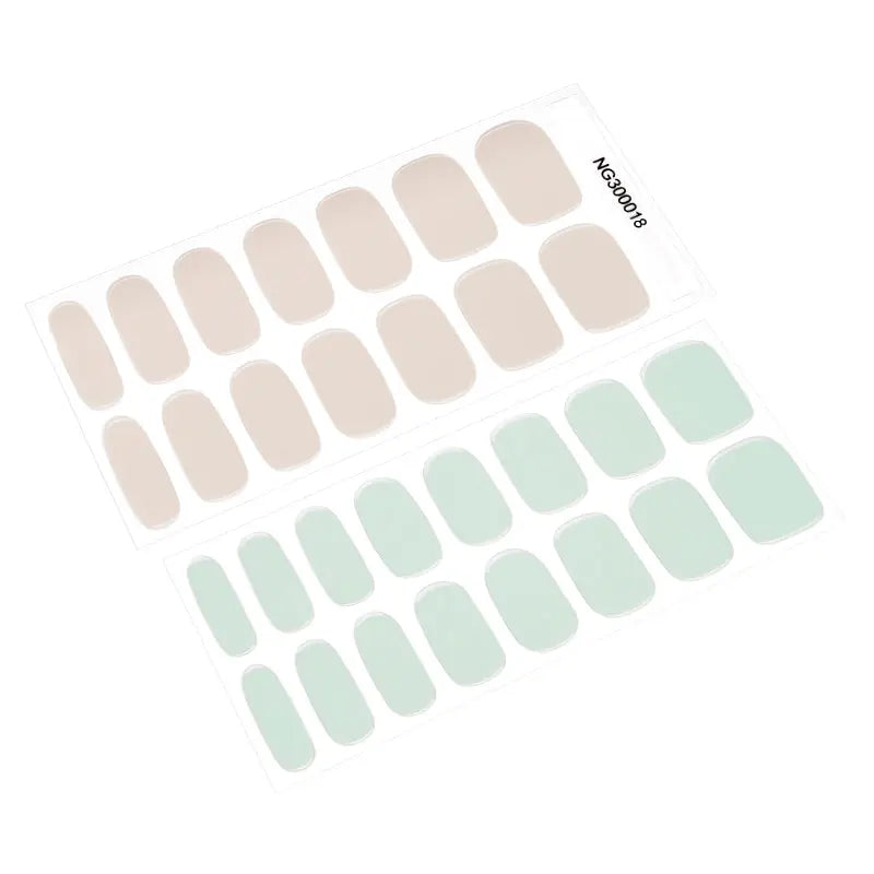 Trips Green Cutom Gel Stickers Beige — Semi-Cured Gel Nail Wraps