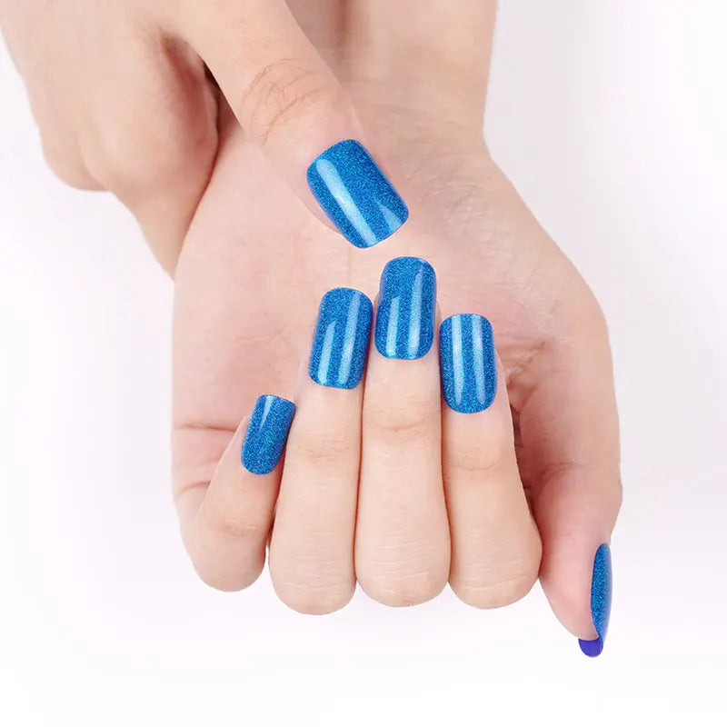 Semitransparent Laser Glitter Blue Color Uv Led Gel Polish Art — Semi-Cured Gel Nail Wraps
