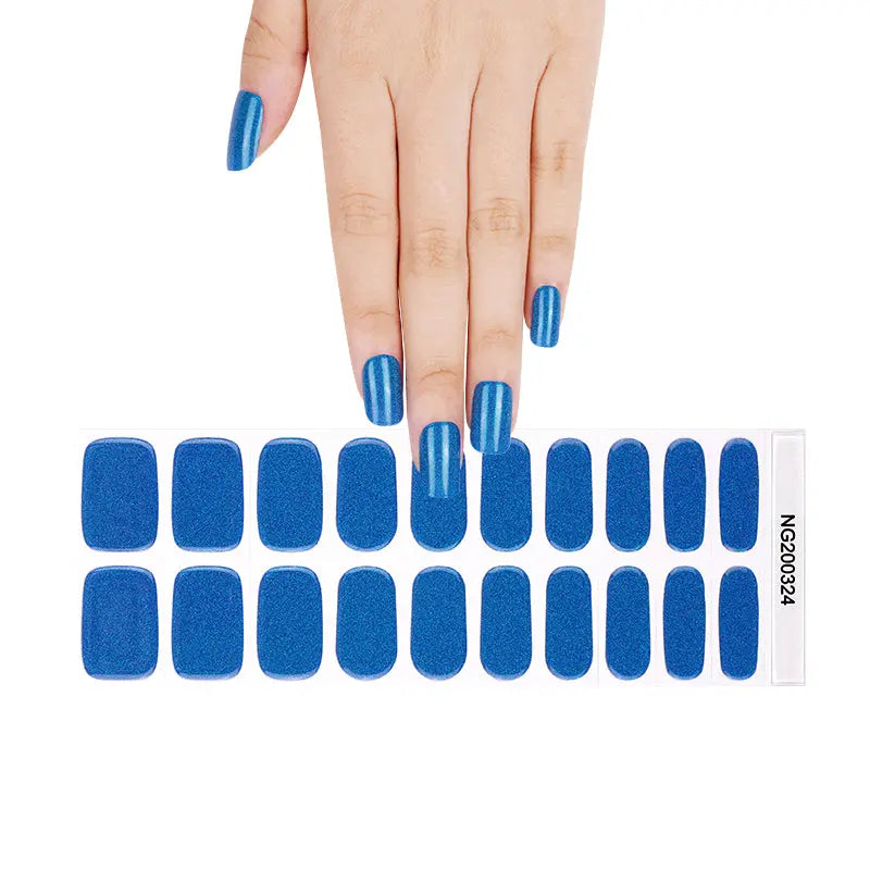 Semitransparent Laser Glitter Blue Color Uv Led Gel Polish Art — Semi-Cured Gel Nail Wraps