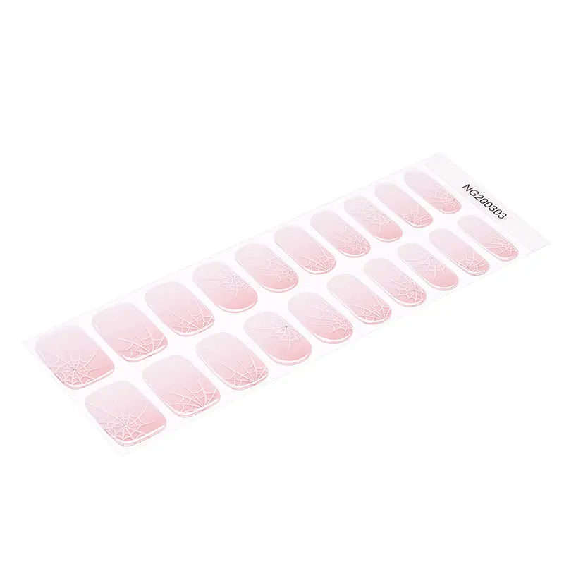 Wholesale & Custom Pink Ombre Spiderweb Gel Nail Wraps — Semi-Cured Gel Nail Wraps