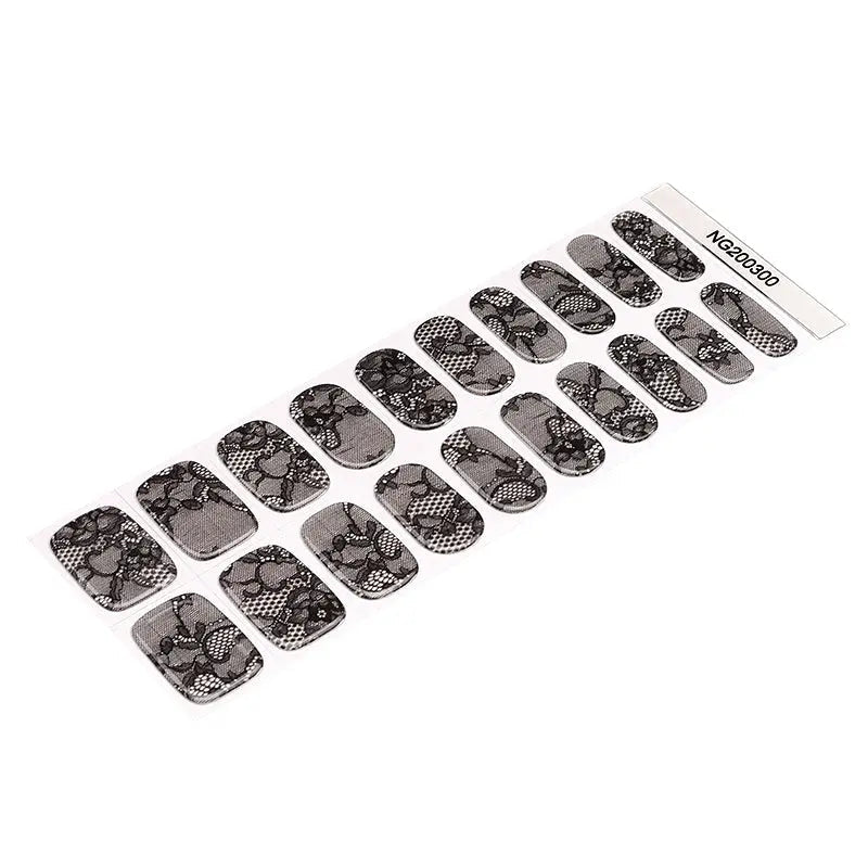 Black Lace Art Gel Stickerscustom Clear Stickers — Semi-Cured Gel Nail Wraps