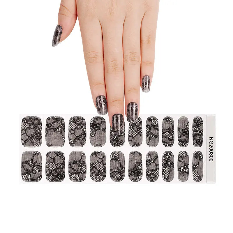 Black Lace Art Gel Stickerscustom Clear Stickers — Semi-Cured Gel Nail Wraps