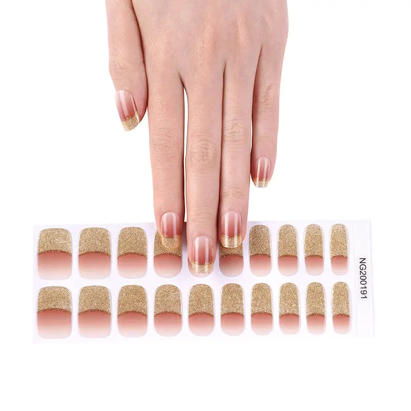 Extension Sticker Sparkly French — Semi-Cured Gel Nail Wraps