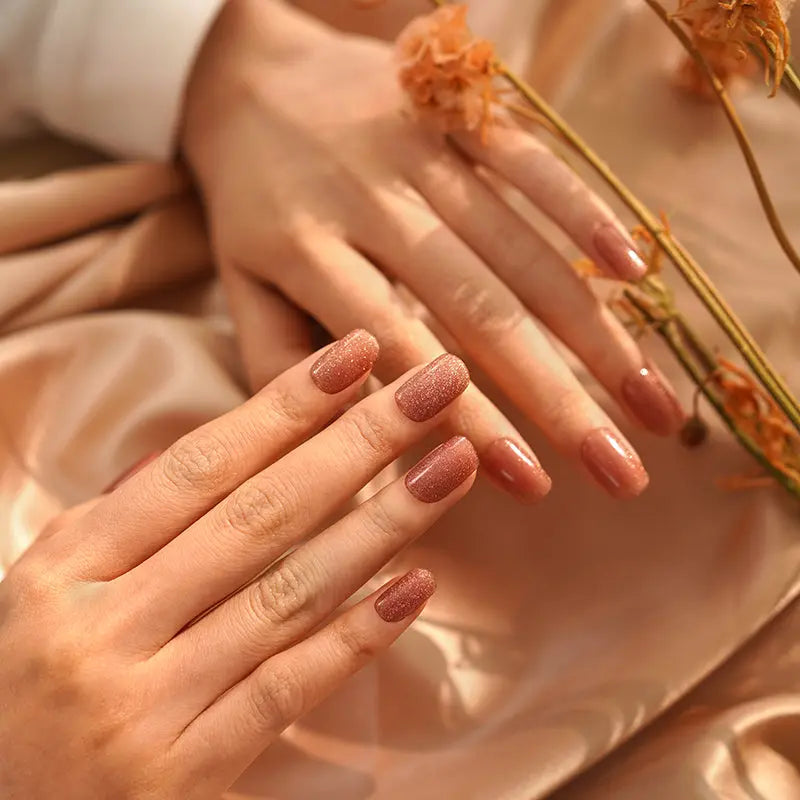 With Uv Light Yellow Cat Eye Manicure — Semi-Cured Gel Nail Wraps