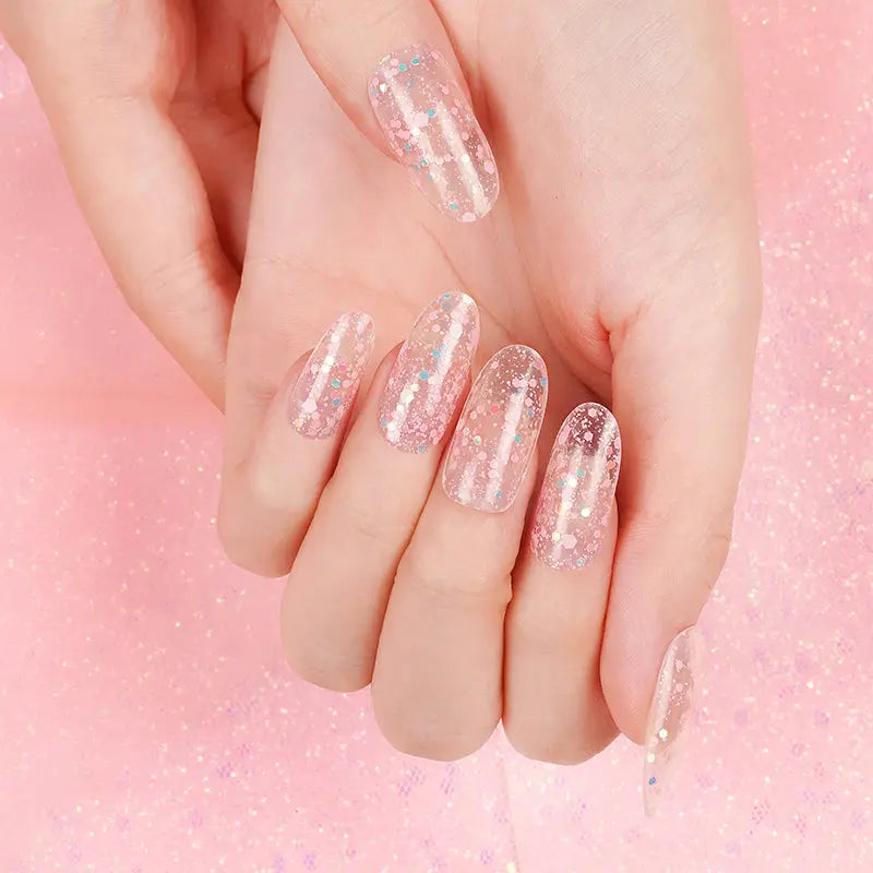 Using Stickers With Gel Polish Glow In The Dark Confetti — Semi-Cured Gel Nail Wraps