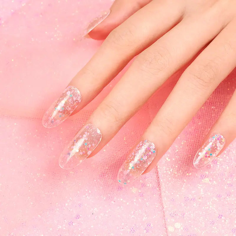 Using Stickers With Gel Polish Glow In The Dark Confetti — Semi-Cured Gel Nail Wraps