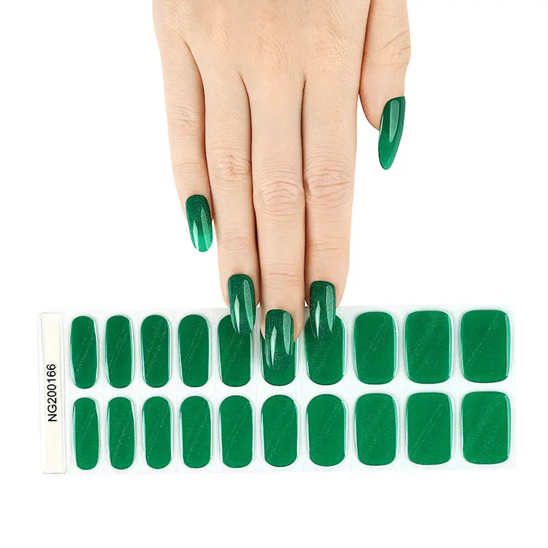 Offers A Range Of Gel Light Green Cat Eye Manicure — Semi-Cured Gel Nail Wraps