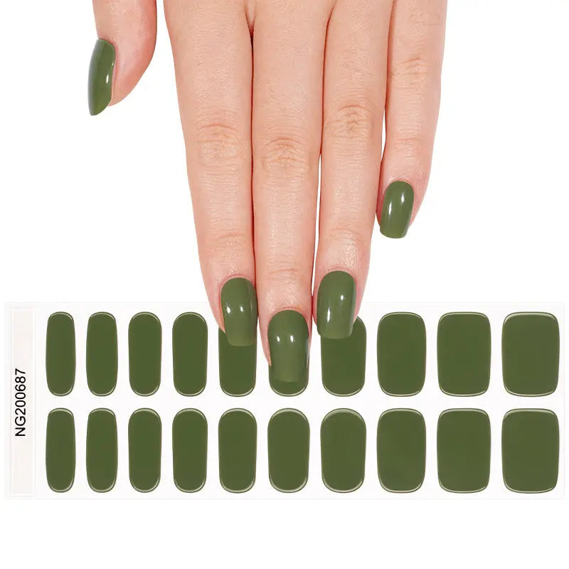 Olive Green Gel — Semi-Cured Gel Nail Wraps
