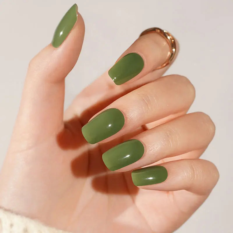 Olive Green Gel — Semi-Cured Gel Nail Wraps