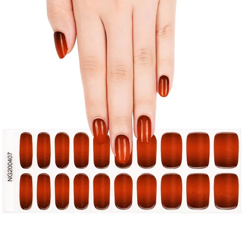 Orange Cat-eye Designs Ombre Glitter — Semi-Cured Gel Nail Wraps