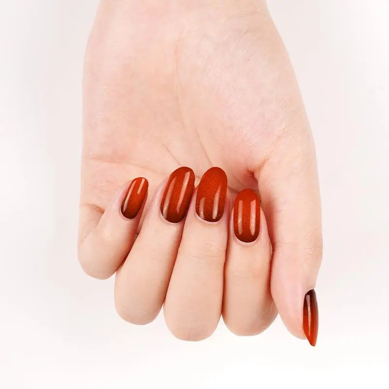 Orange Cat-eye Designs Ombre Glitter — Semi-Cured Gel Nail Wraps