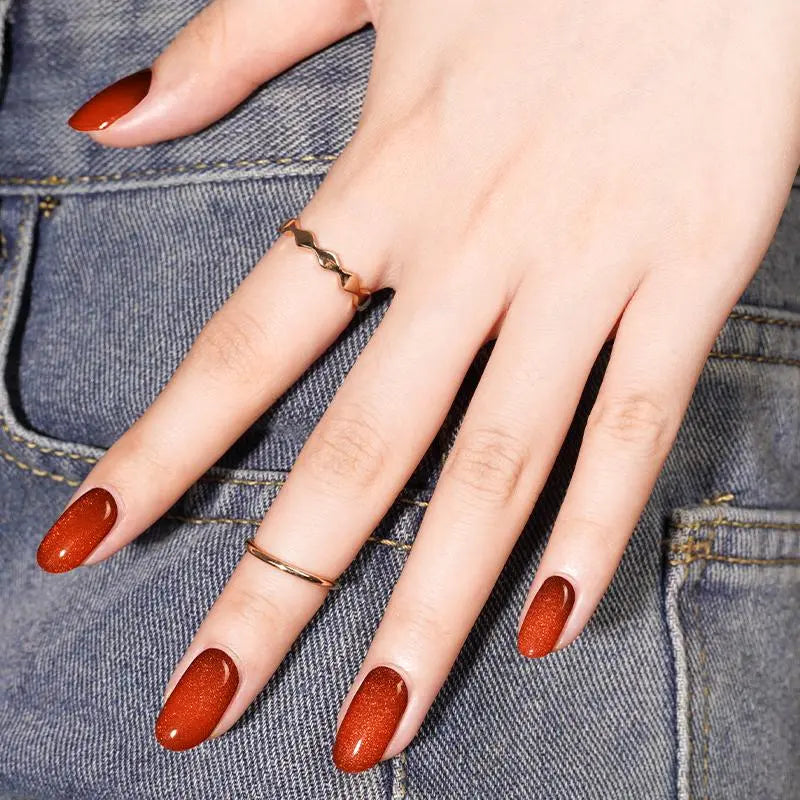 Orange Cat-eye Designs Ombre Glitter — Semi-Cured Gel Nail Wraps