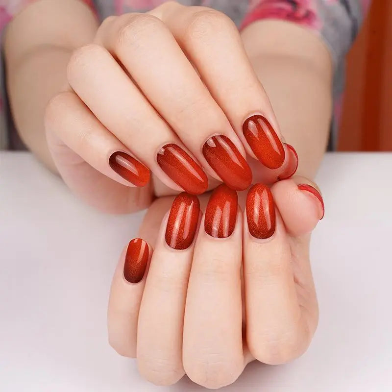 Orange Cat-eye Designs Ombre Glitter — Semi-Cured Gel Nail Wraps