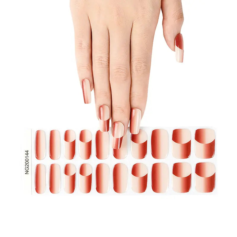 Personalized Gel Using Double Ombre French Red — Semi-Cured Gel Nail Wraps