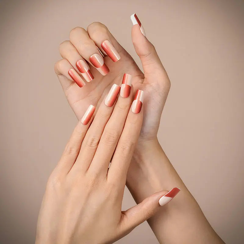 Personalized Gel Using Double Ombre French Red — Semi-Cured Gel Nail Wraps