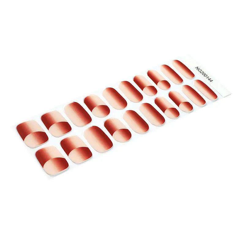 Personalized Gel Using Double Ombre French Red — Semi-Cured Gel Nail Wraps