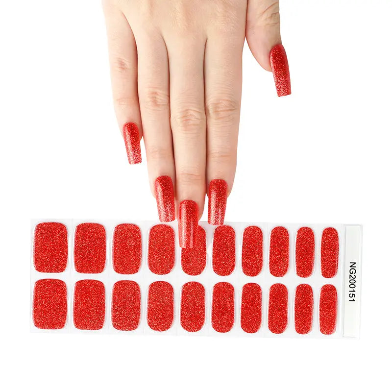 Personalized With Wraps Wholeslale Red Glitter — Semi-Cured Gel Nail Wraps