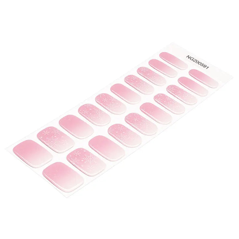 Pink Snowflake Winter Wonderland Collection — Semi-Cured Gel Nail Wraps