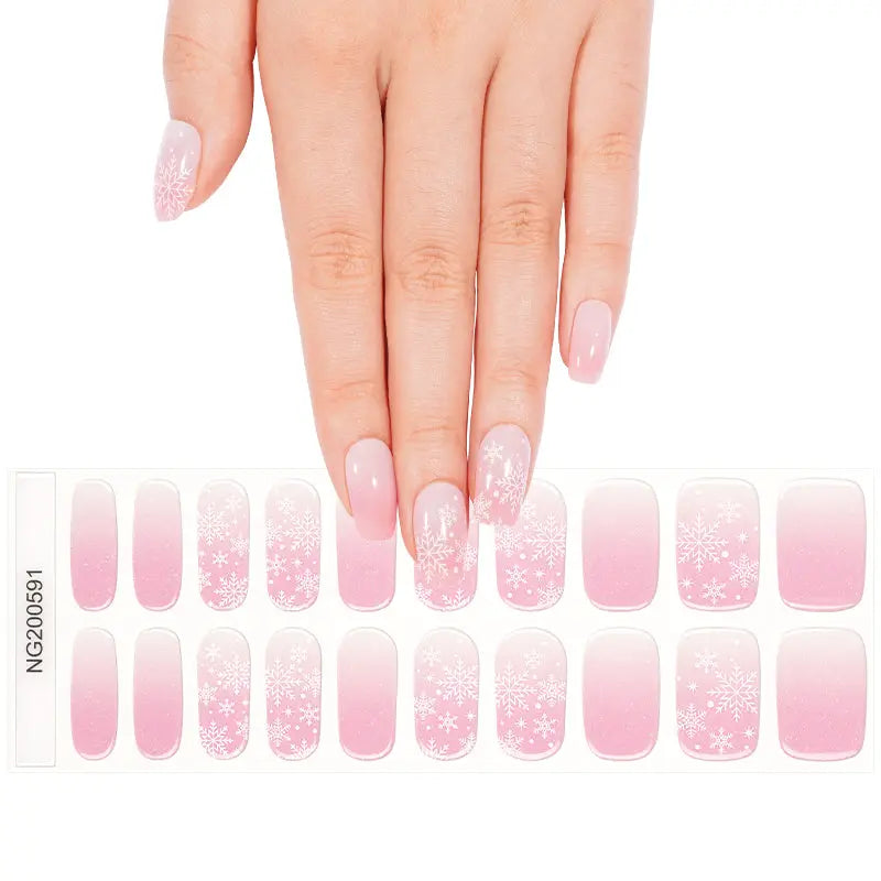 Pink Snowflake Winter Wonderland Collection — Semi-Cured Gel Nail Wraps