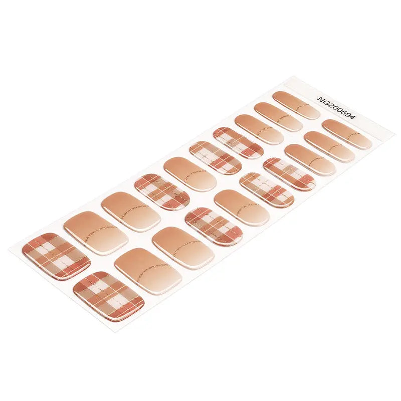 Plaid Gel Stickers Plaid & French Tip — Semi-Cured Gel Nail Wraps