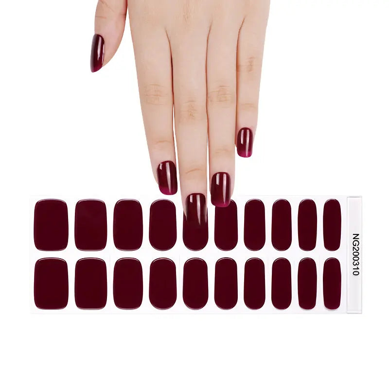 Premium Deep Red Gel Stickers | Bulk Supply — Semi-Cured Gel Nail Wraps