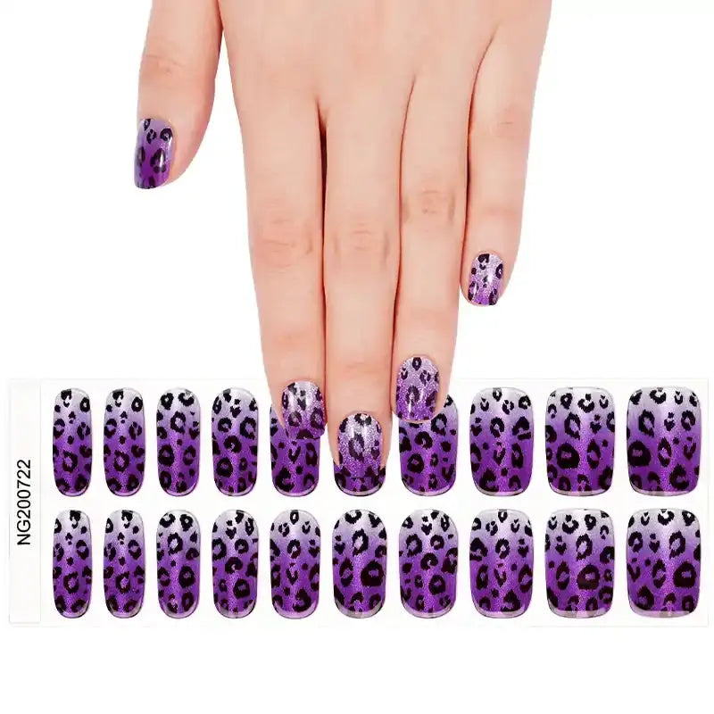 Purple Ombre Leopard — Semi-Cured Gel Nail Wraps