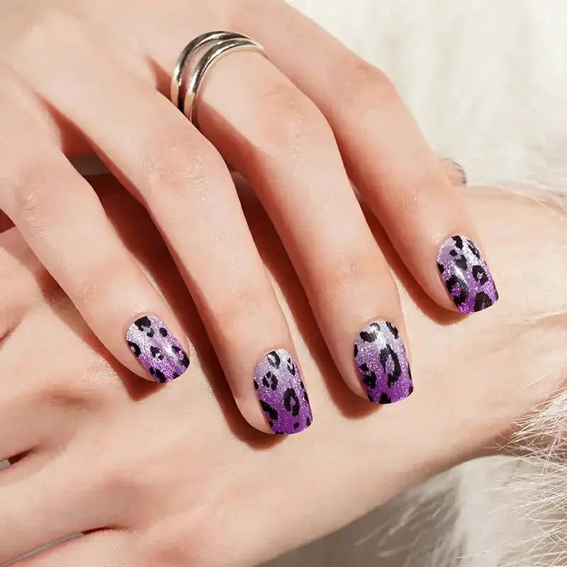 Purple Ombre Leopard — Semi-Cured Gel Nail Wraps