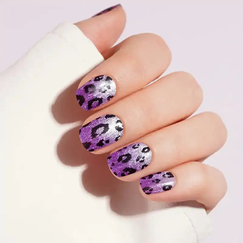 Purple Ombre Leopard — Semi-Cured Gel Nail Wraps