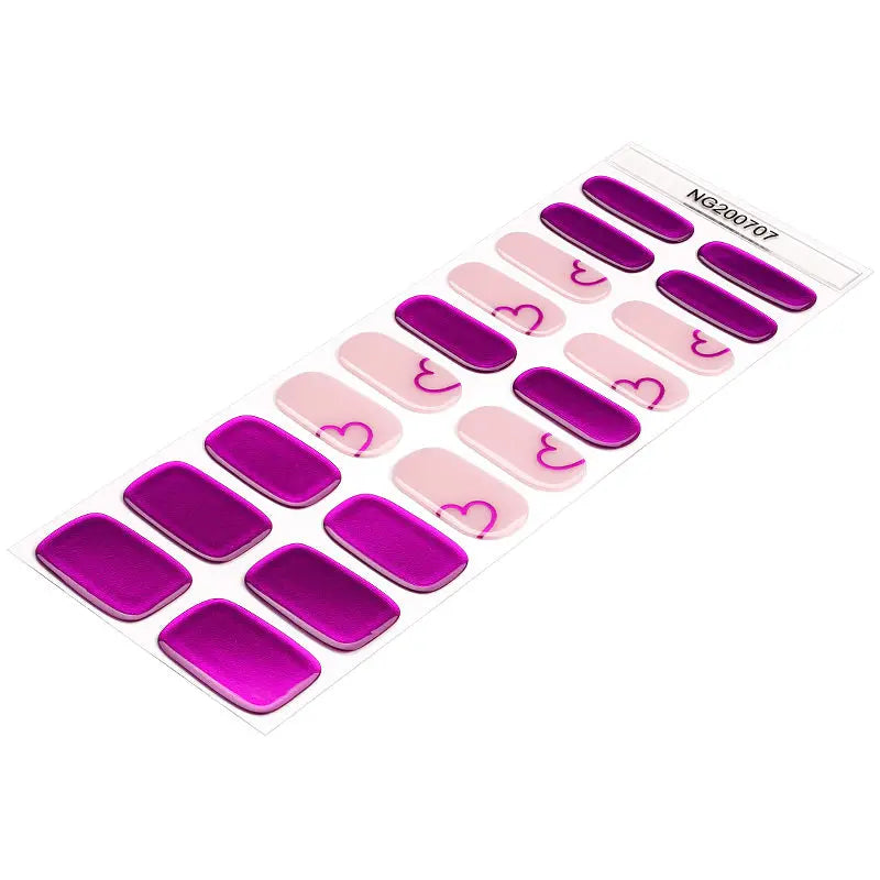 Purple Mirror-shaped Heart — Semi-Cured Gel Nail Wraps