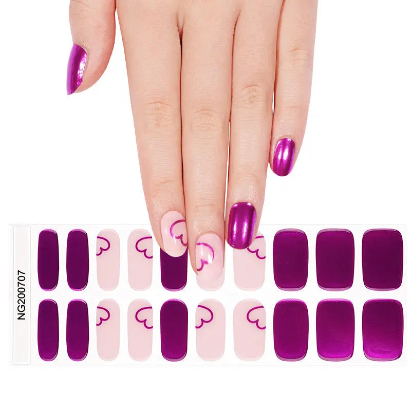 Purple Mirror-shaped Heart — Semi-Cured Gel Nail Wraps