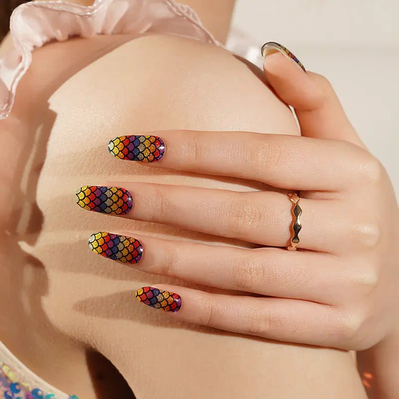 Rainbow Mermaid Scale – Gel Finish Self-Adhesive Strips For & — Semi-Cured Gel Nail Wraps